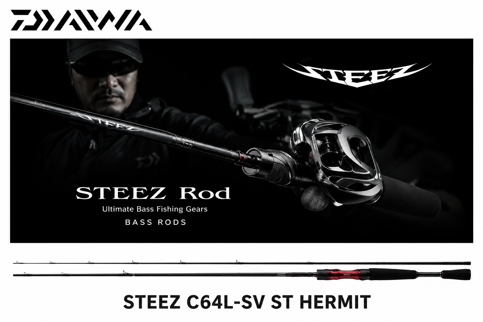 DAIWA STEEZ C64L-SV ST HERMIT grip-joint baitcasting rod